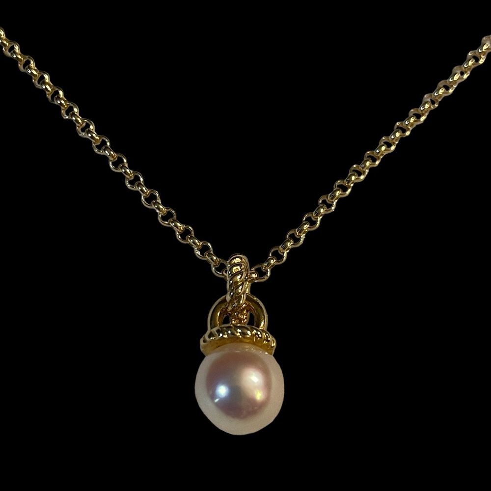 Mikimoto 18k Gold 7.4mm Akoya Cultured Pearl Pendant Necklace